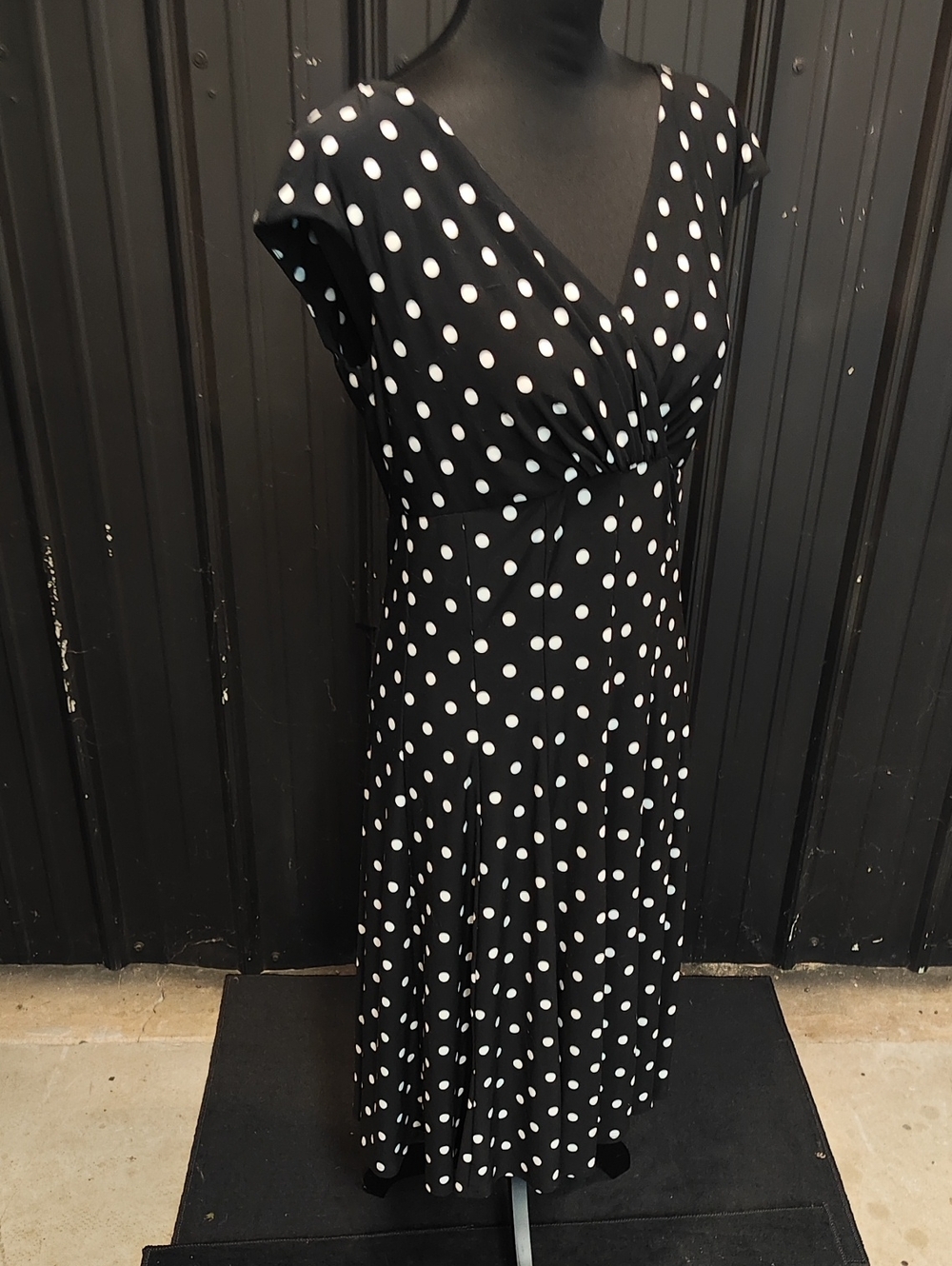 Ralph Lauren Black Midi Dress with White Polka Dots